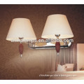 wall ceiling decoration cornice wood and chrome wall lamp for hotel guestroom bedside reading